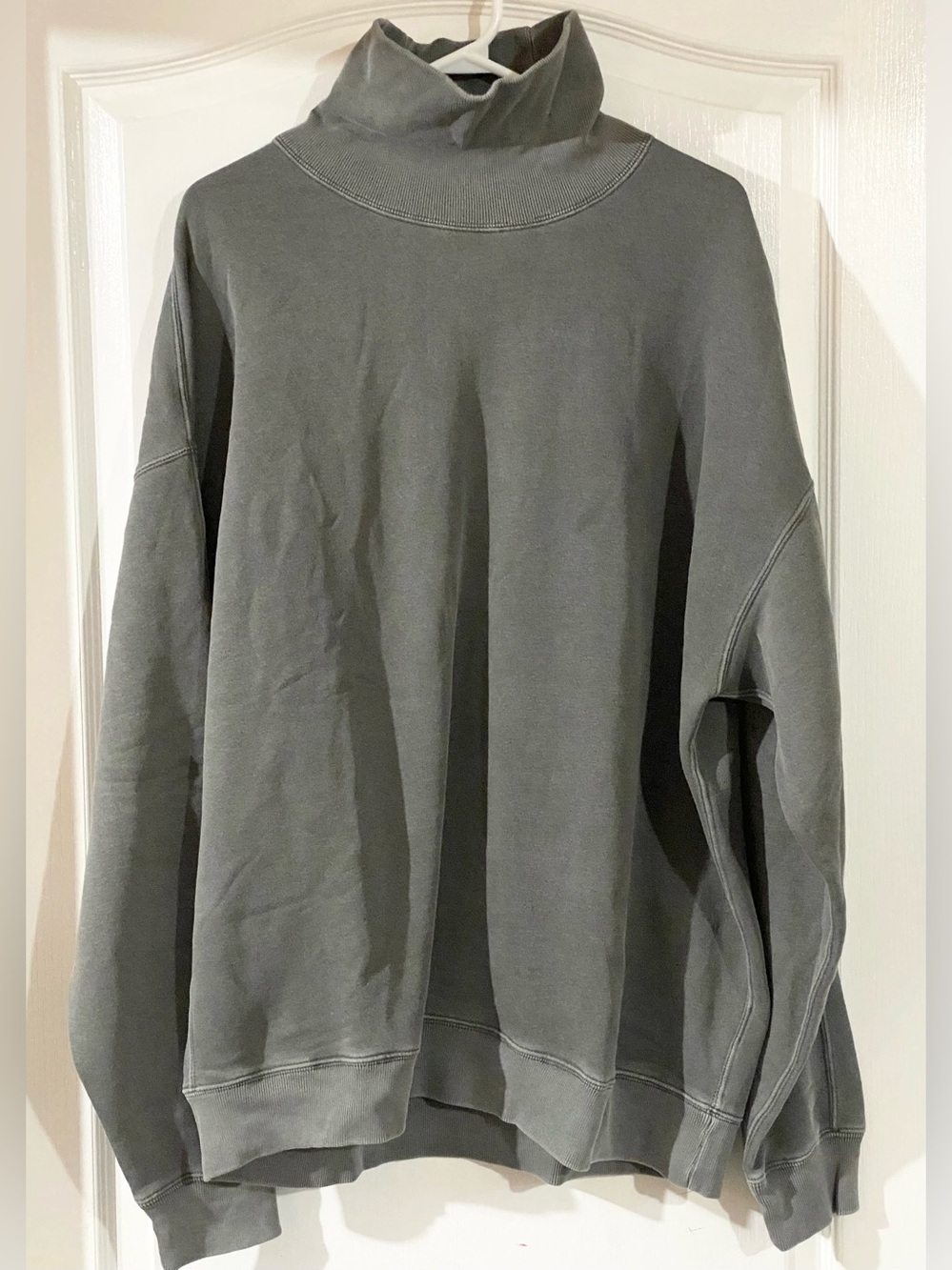 Abercrombie & Fitch Grey Oversized Soft A&F Fleece Mock Neck Sweater Size L